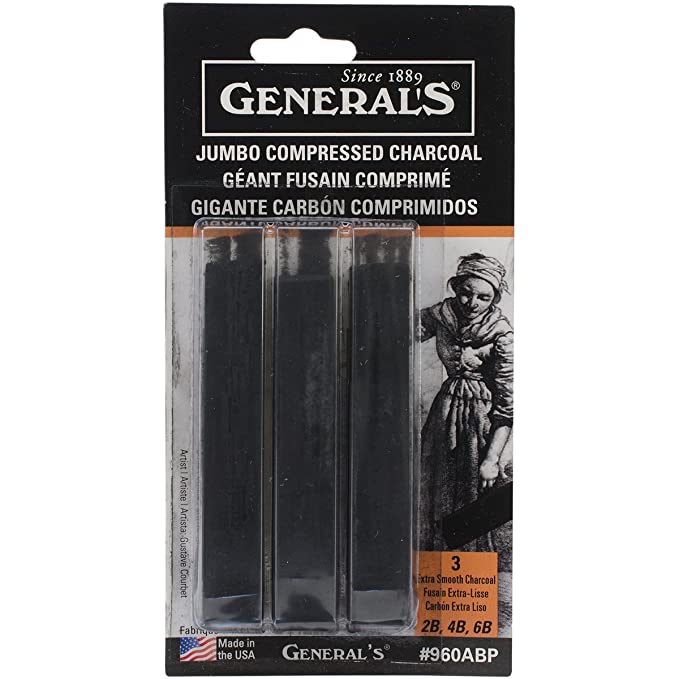 Generals Pencil Company Jumbo Compressed Charcoal 3 Pack – Artland